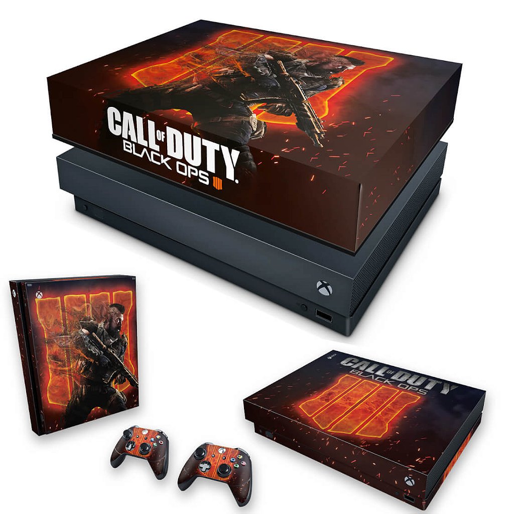 KIT Capa Anti Poeira e Skin Anti-Rage Xbox One X - Call of Duty Black ops 4