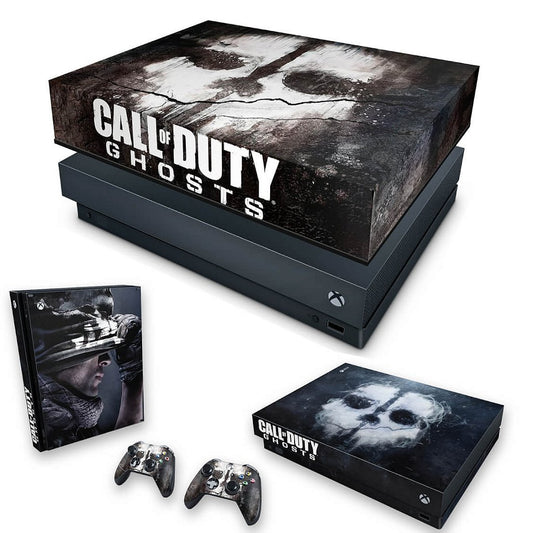 KIT Capa Anti Poeira e Skin Anti-Rage Xbox One X - Call of Duty Ghosts