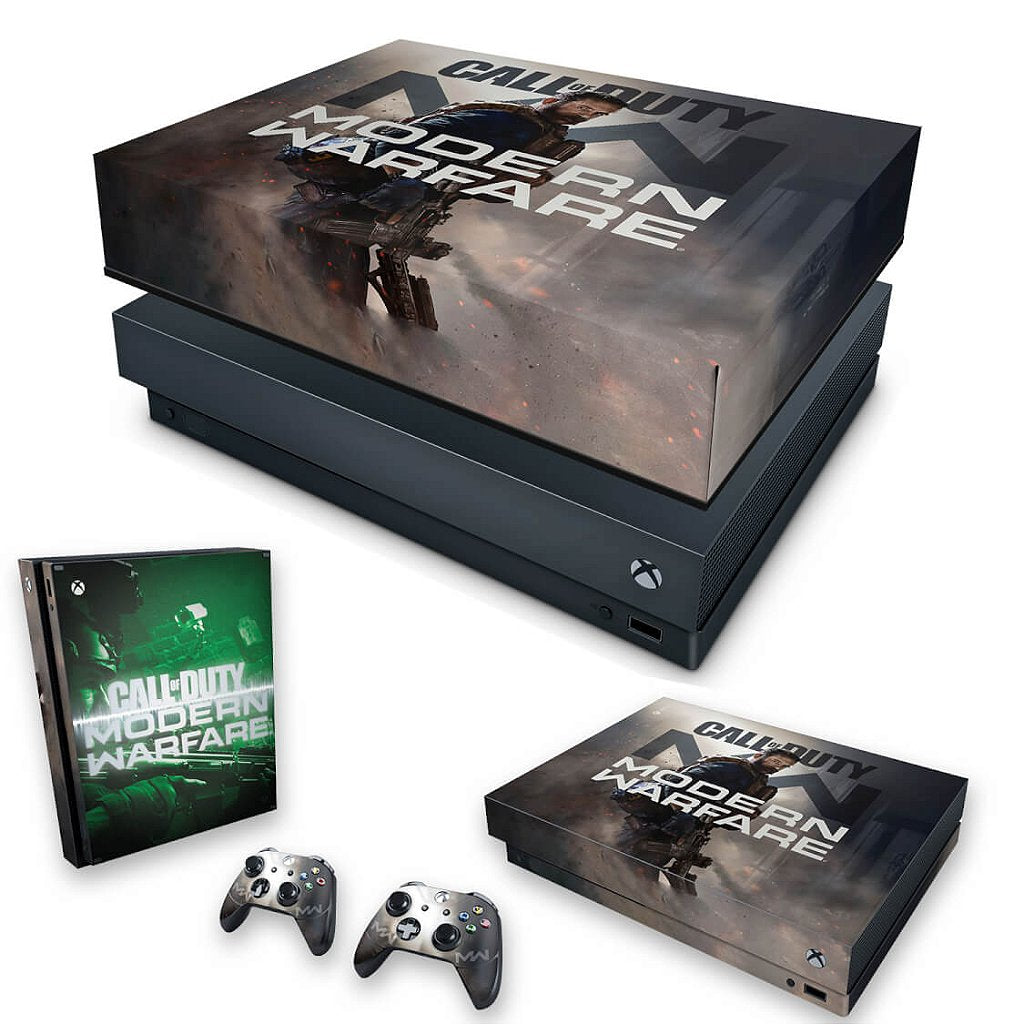 KIT Capa Anti Poeira e Skin Anti-Rage Xbox One X - Call Of Duty Modern Warfare