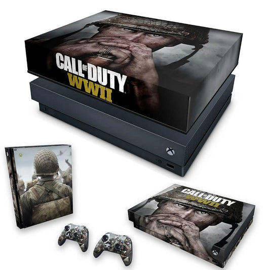 KIT Capa Anti Poeira e Skin Anti-Rage Xbox One X - Call of Duty WW2