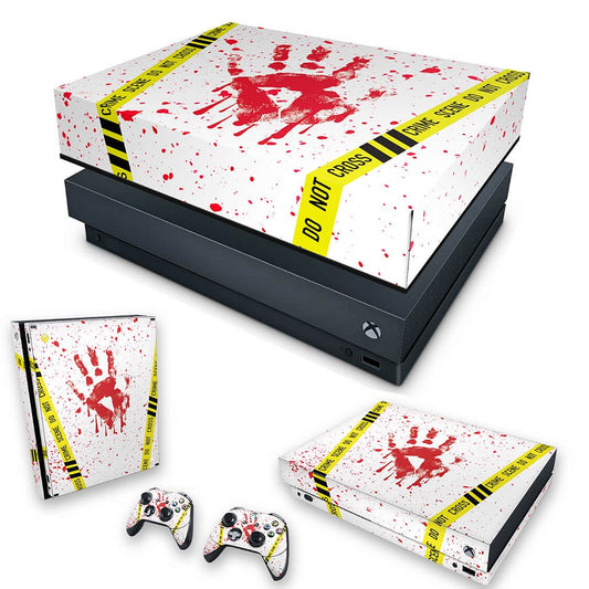 KIT Capa Anti Poeira e Skin Anti-Rage Xbox One X - Cena de Crime Scene
