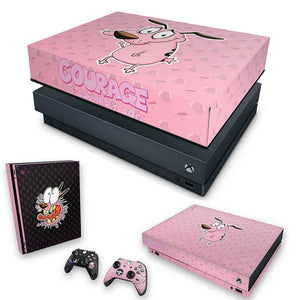 KIT Capa Anti Poeira e Skin Anti-Rage Xbox One X - Coragem: O cão covarde