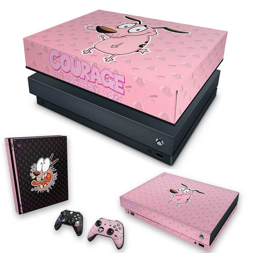 KIT Capa Anti Poeira e Skin Anti-Rage Xbox One X - Coragem: O cão covarde