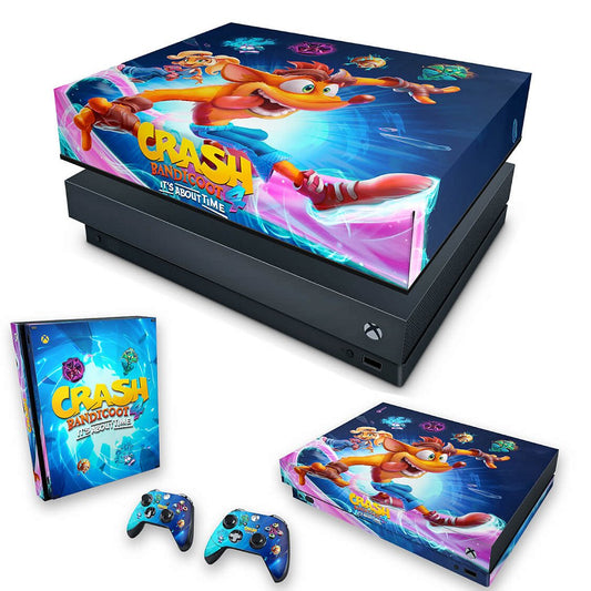 KIT Xbox One X Skin Anti-Rage e Capa Anti Poeira - Crash Bandicoot 4