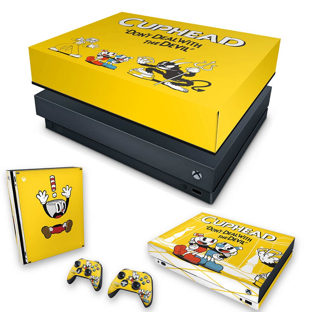 KIT Capa Anti Poeira e Skin Anti-Rage Xbox One X - Cuphead