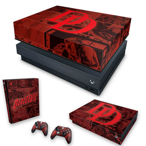 KIT Capa Anti Poeira e Skin Anti-Rage Xbox One X - Daredevil Demolidor Comics