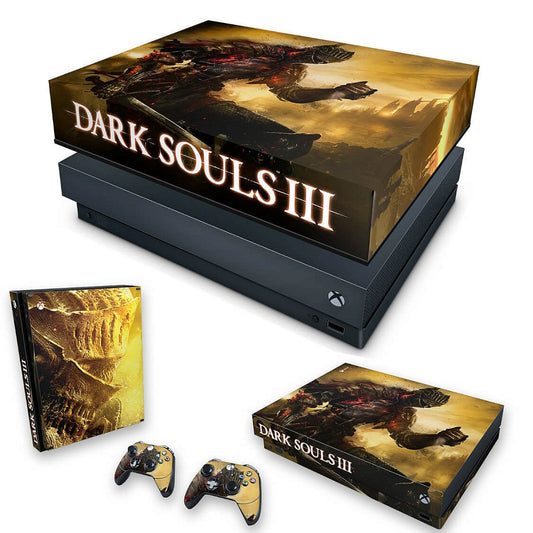 KIT Capa Anti Poeira e Skin Anti-Rage Xbox One X - Dark Souls 3