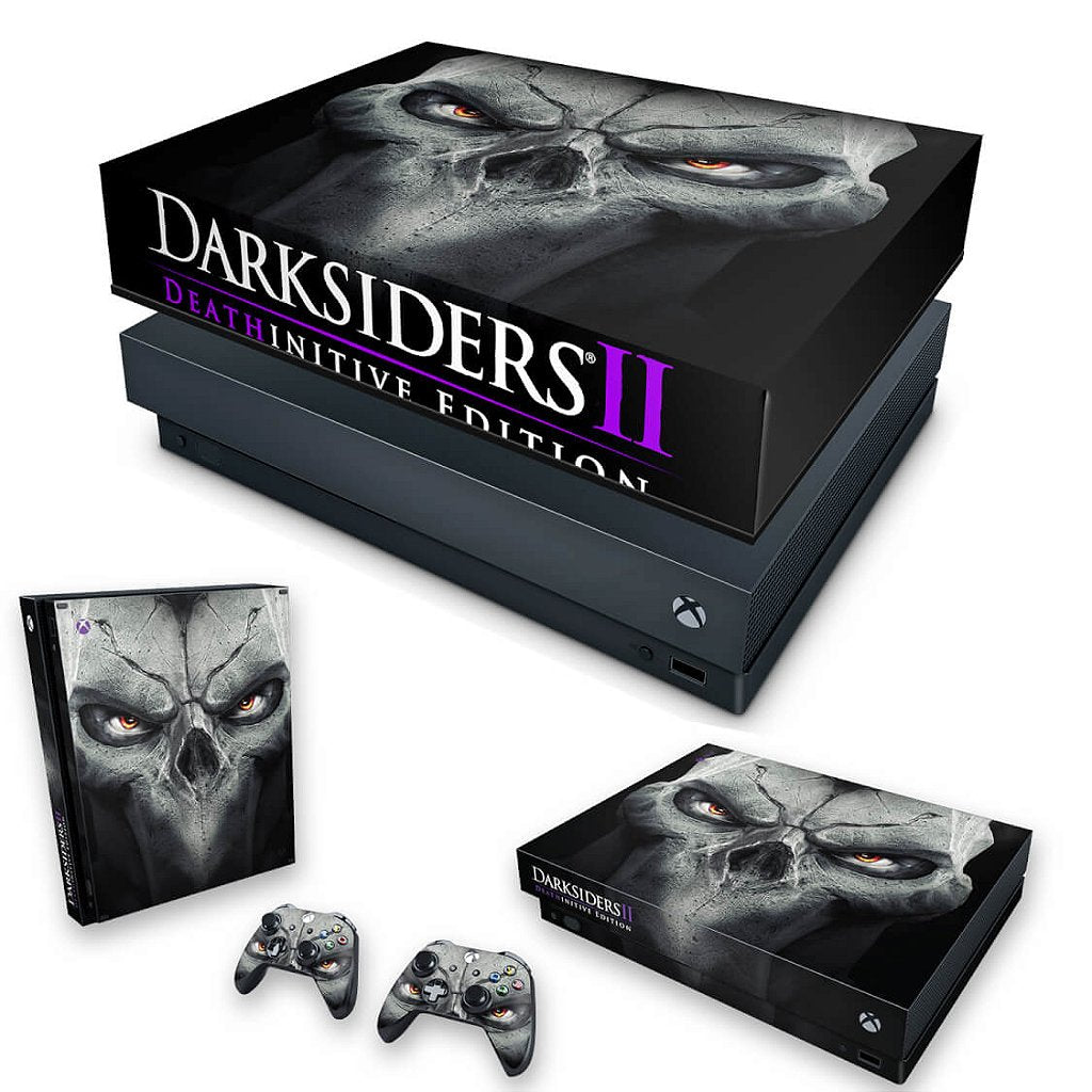 KIT Capa Anti Poeira e Skin Anti-Rage Xbox One X - Darksiders 2 Deathinitive Edition