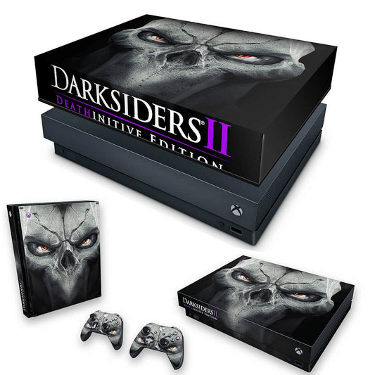 KIT Capa Anti Poeira e Skin Anti-Rage Xbox One X - Darksiders 2 Deathinitive Edition