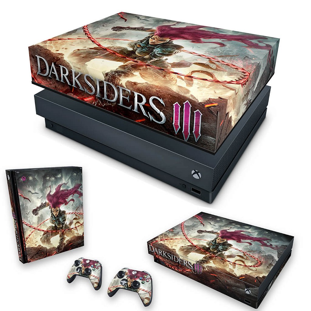 KIT Capa Anti Poeira e Skin Anti-Rage Xbox One X - Darksiders 3