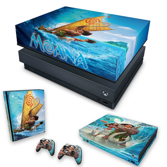 KIT Capa Anti Poeira e Skin Anti-Rage Xbox One X - Disney Moana