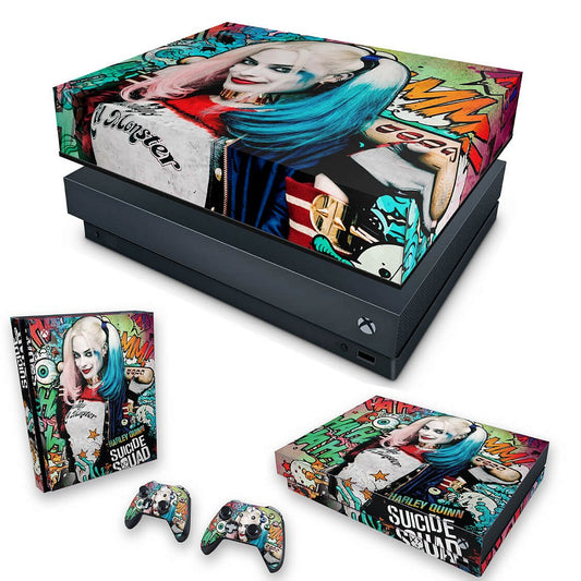 KIT Capa Anti Poeira e Skin Anti-Rage Xbox One X - Esquadrão Suicida #A