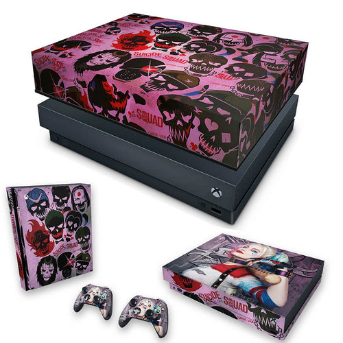 KIT Capa Anti Poeira e Skin Anti-Rage Xbox One X - Esquadrão Suicida #C