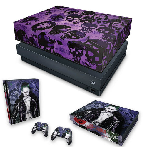 KIT Capa Anti Poeira e Skin Anti-Rage Xbox One X - Esquadrão Suicida #D
