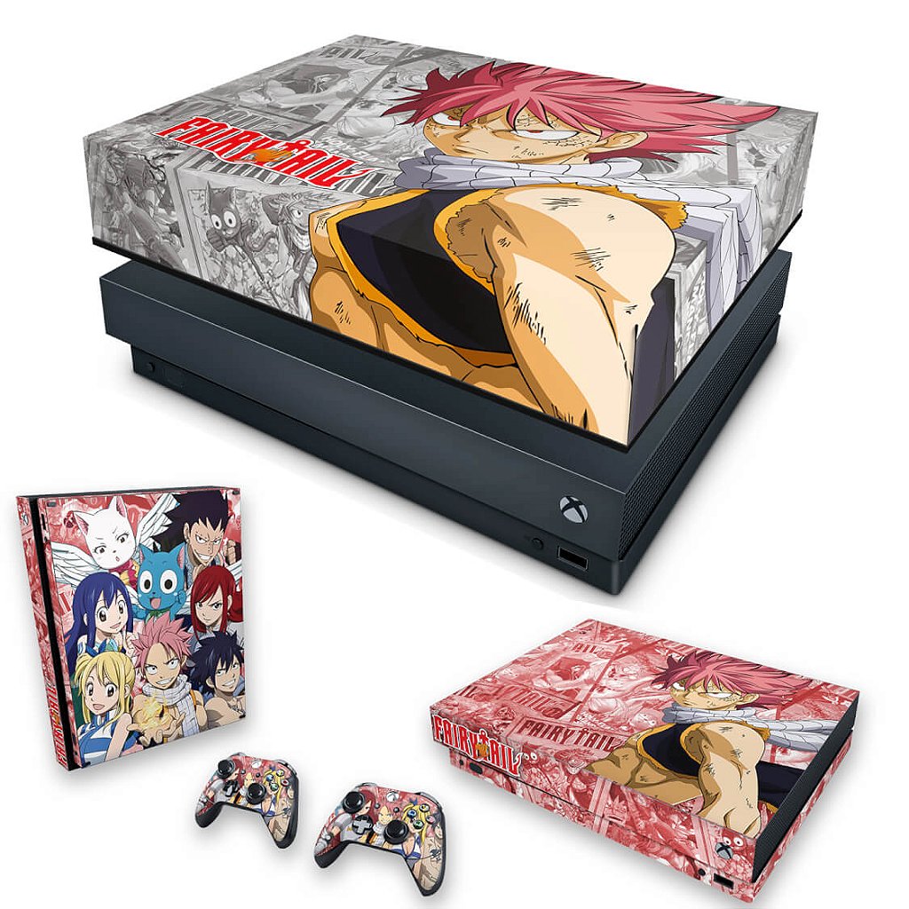 KIT Capa Anti Poeira e Skin Anti-Rage Xbox One X - Fairy Tail