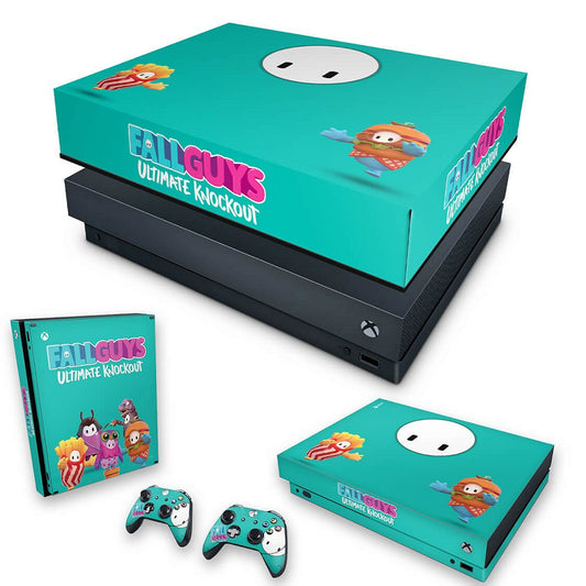 KIT Xbox One X Skin Anti-Rage e Capa Anti Poeira - Fall Guys