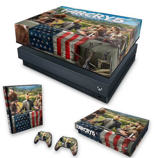 KIT Capa Anti Poeira e Skin Anti-Rage Xbox One X - Far Cry 5