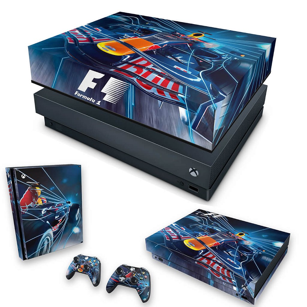KIT Capa Anti Poeira e Skin Anti-Rage Xbox One X - Formula 1