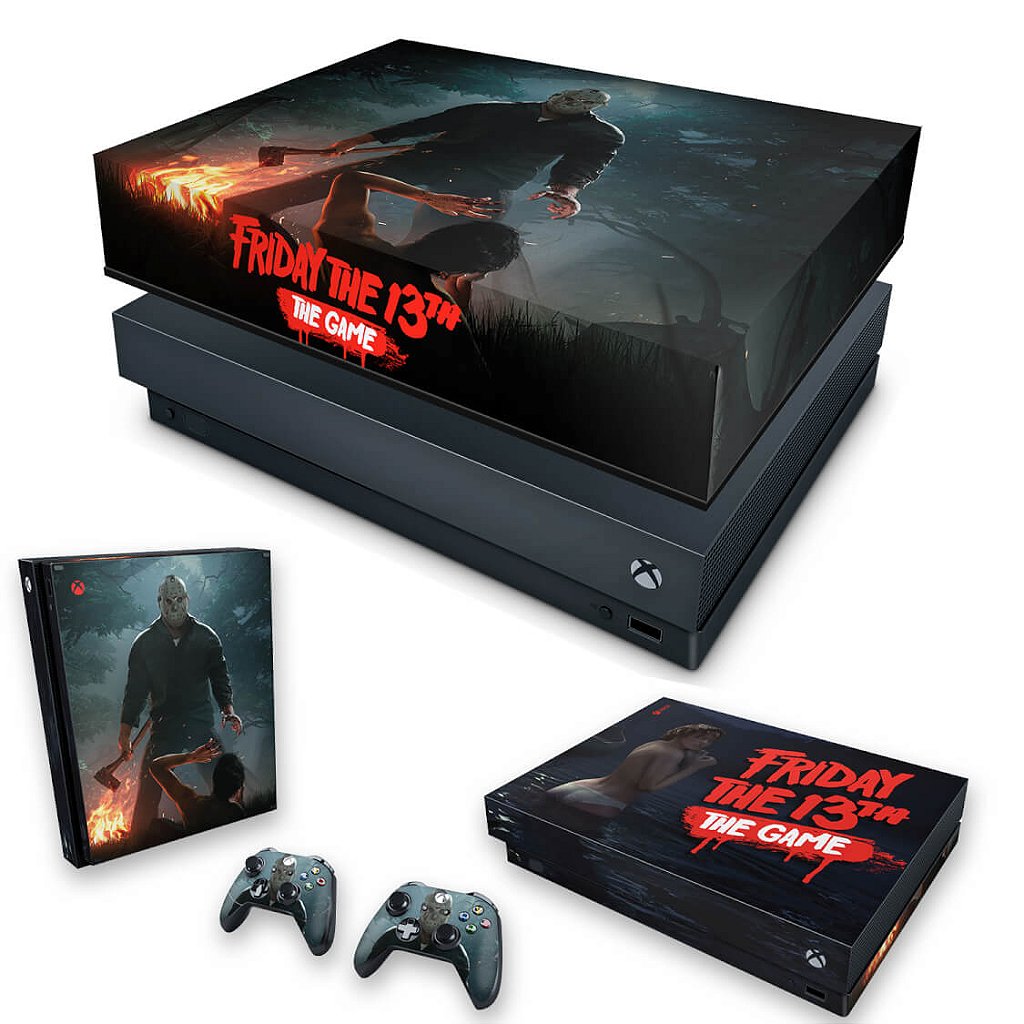 KIT Capa Anti Poeira e Skin Anti-Rage Xbox One X - Friday the 13th The game - Sexta-Feira 13