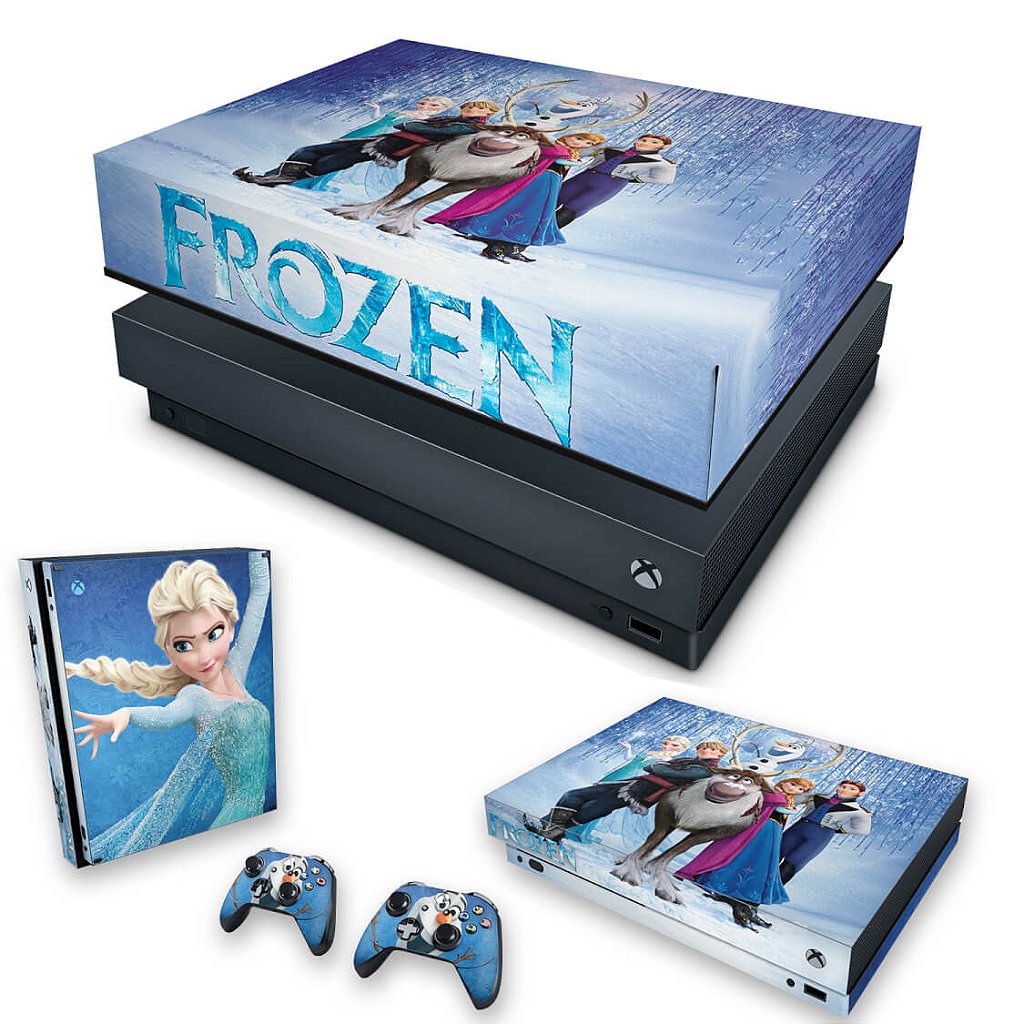 KIT Capa Anti Poeira e Skin Anti-Rage Xbox One X - Frozen