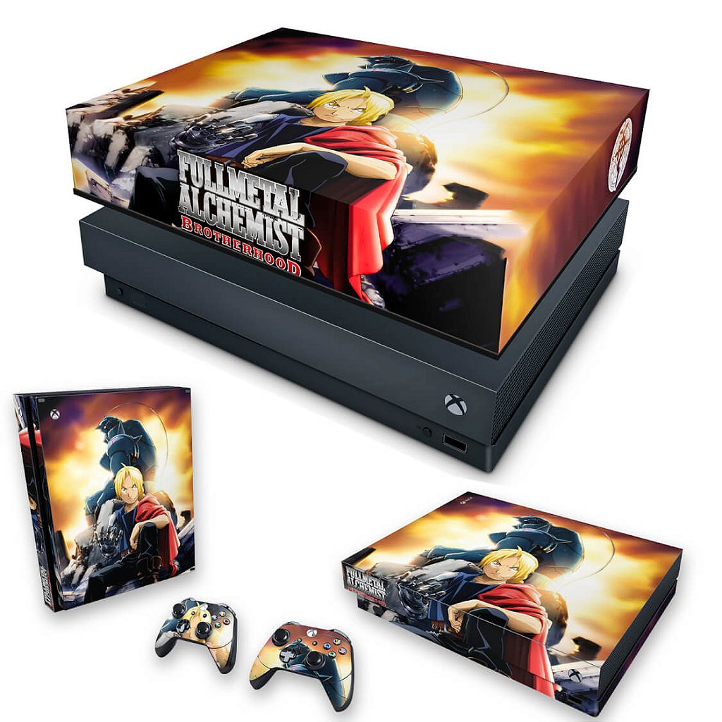 KIT Capa Anti Poeira e Skin Anti-Rage Xbox One X - Fullmetal Alchemist: Brotherhood