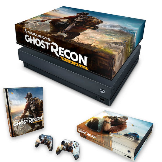 KIT Capa Anti Poeira e Skin Anti-Rage Xbox One X - Ghost Recon Wildlands