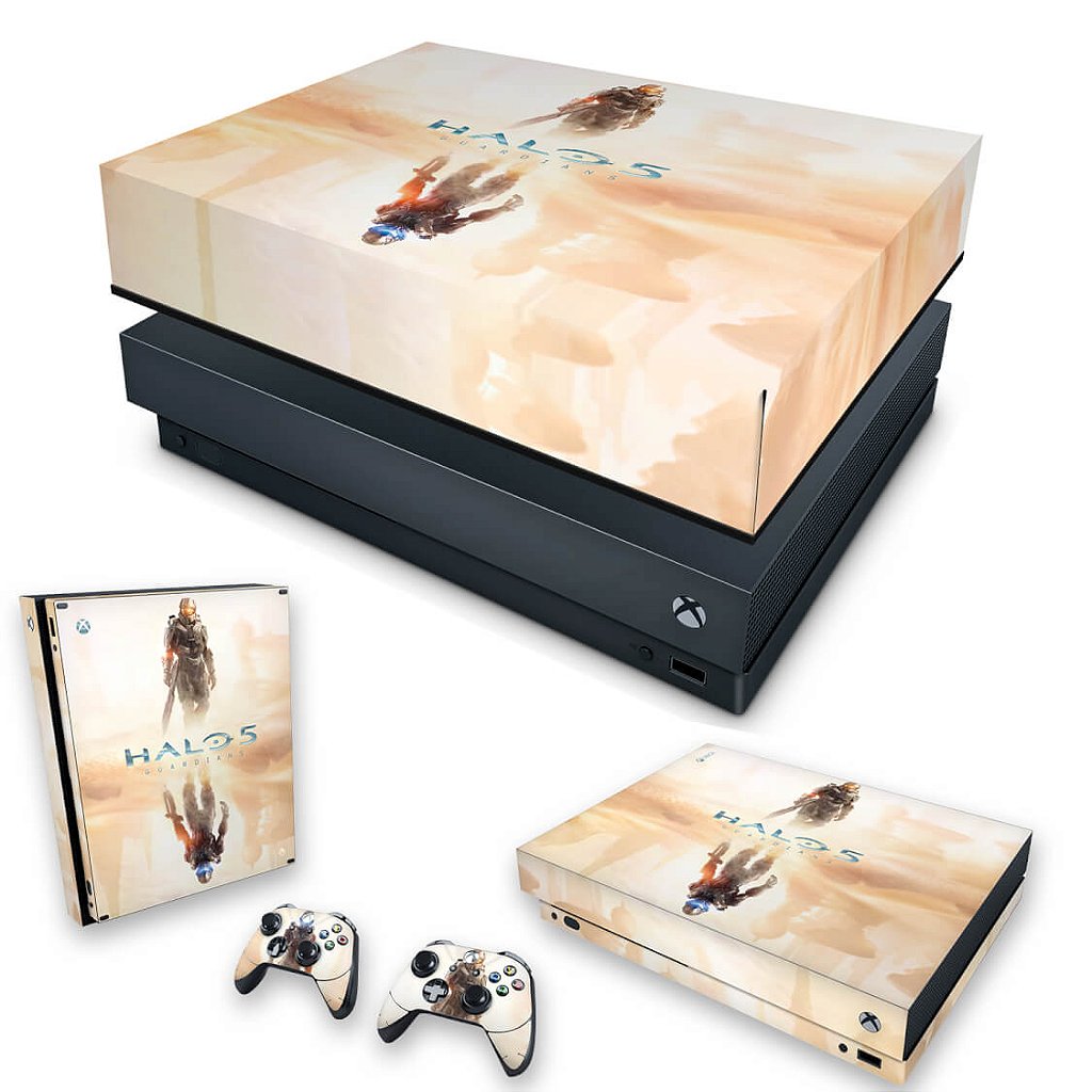 KIT Capa Anti Poeira e Skin Anti-Rage Xbox One X - Halo 5: Guardians #A