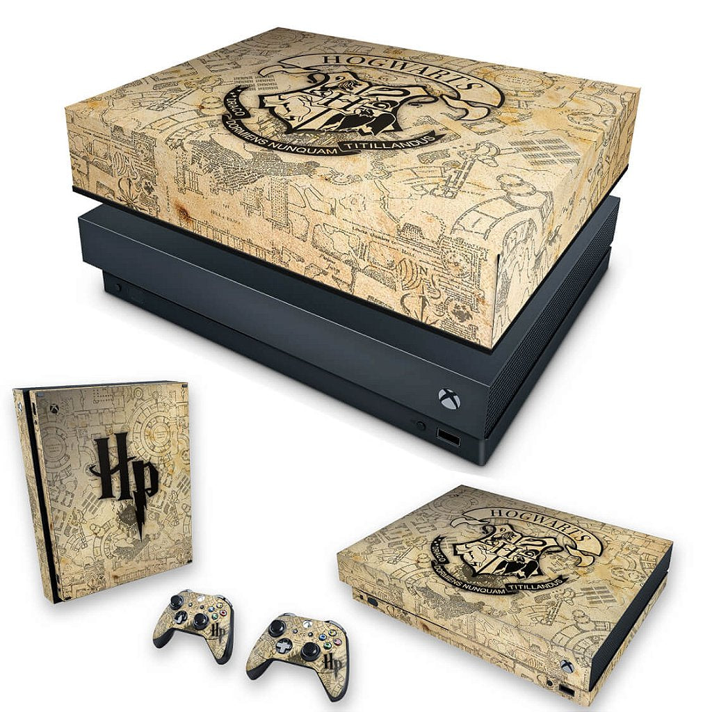 KIT Capa Anti Poeira e Skin Anti-Rage Xbox One X - Harry Potter
