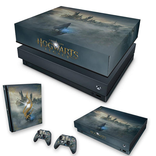 KIT Xbox One X Skin Anti-Rage e Capa Anti Poeira - Hogwarts Legacy