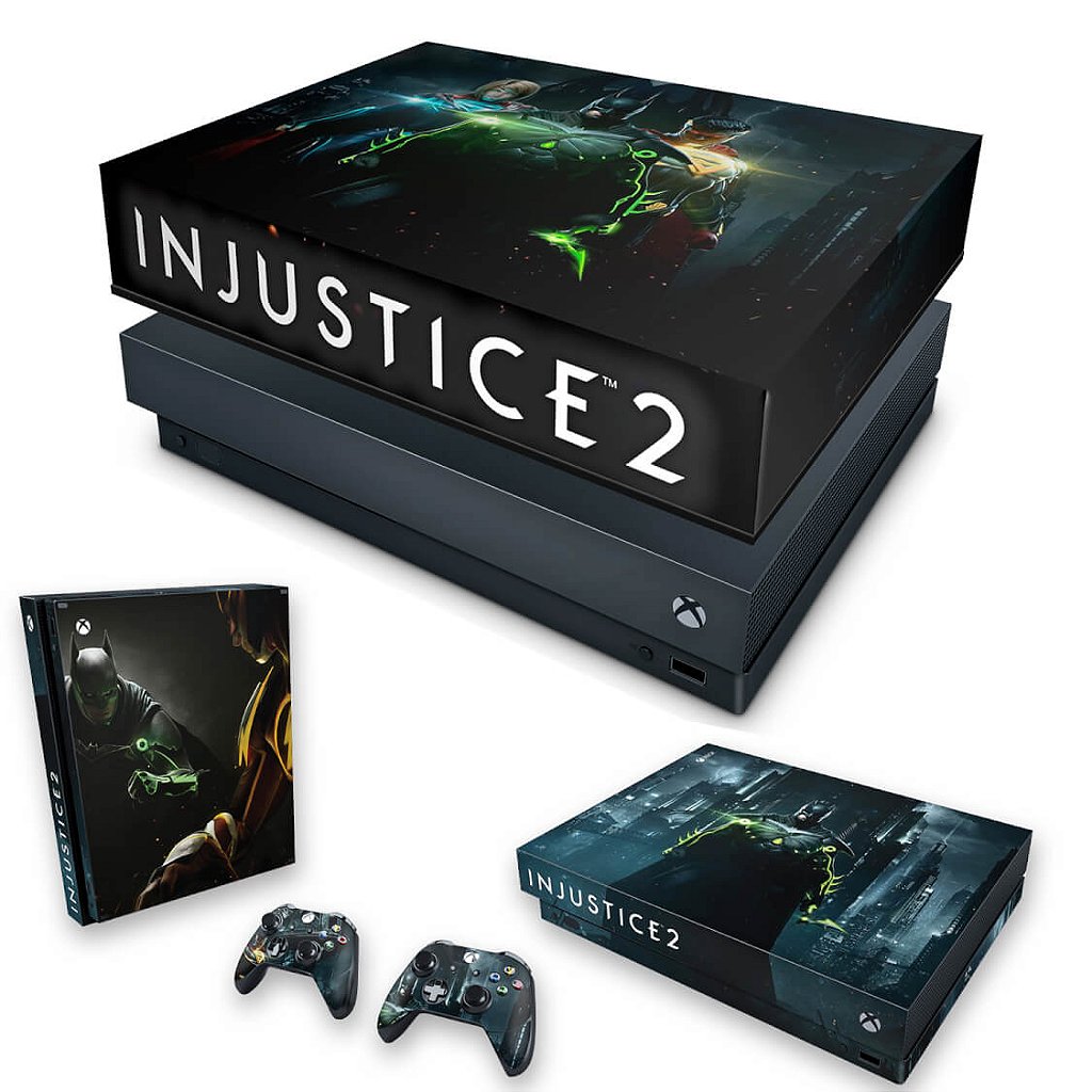 KIT Capa Anti Poeira e Skin Anti-Rage Xbox One X - Injustice 2