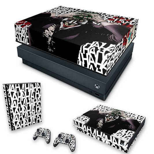 KIT Capa Anti Poeira e Skin Anti-Rage Xbox One X - Joker Coringa Batman