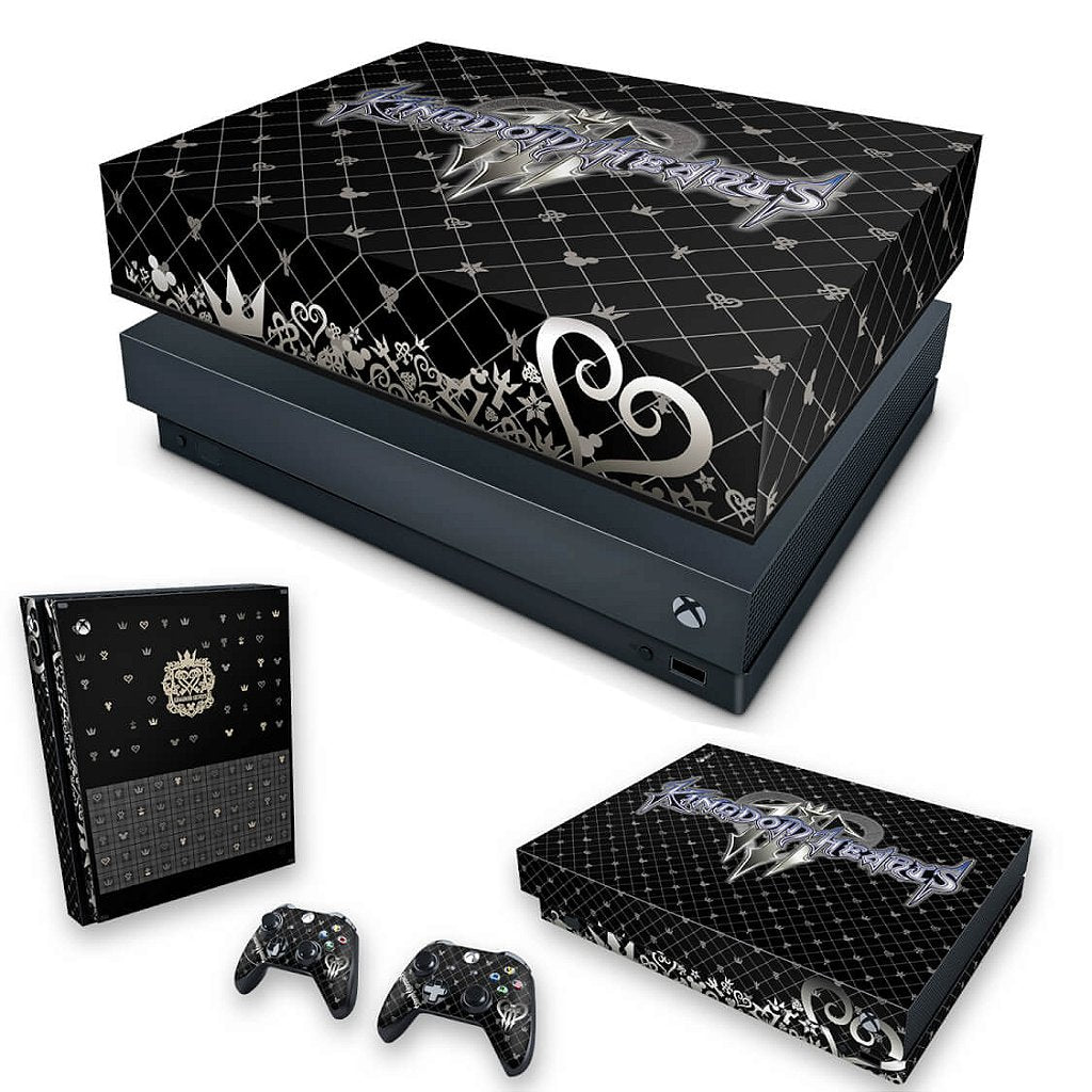 KIT Capa Anti Poeira e Skin Anti-Rage Xbox One X - Kingdom Hearts 3 III