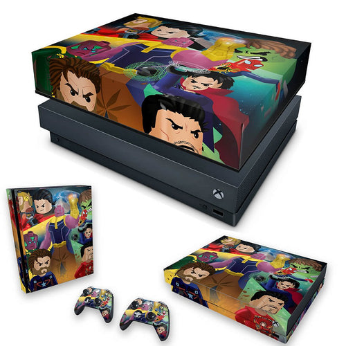KIT Capa Anti Poeira e Skin Anti-Rage Xbox One X - Lego Avengers Vingadores