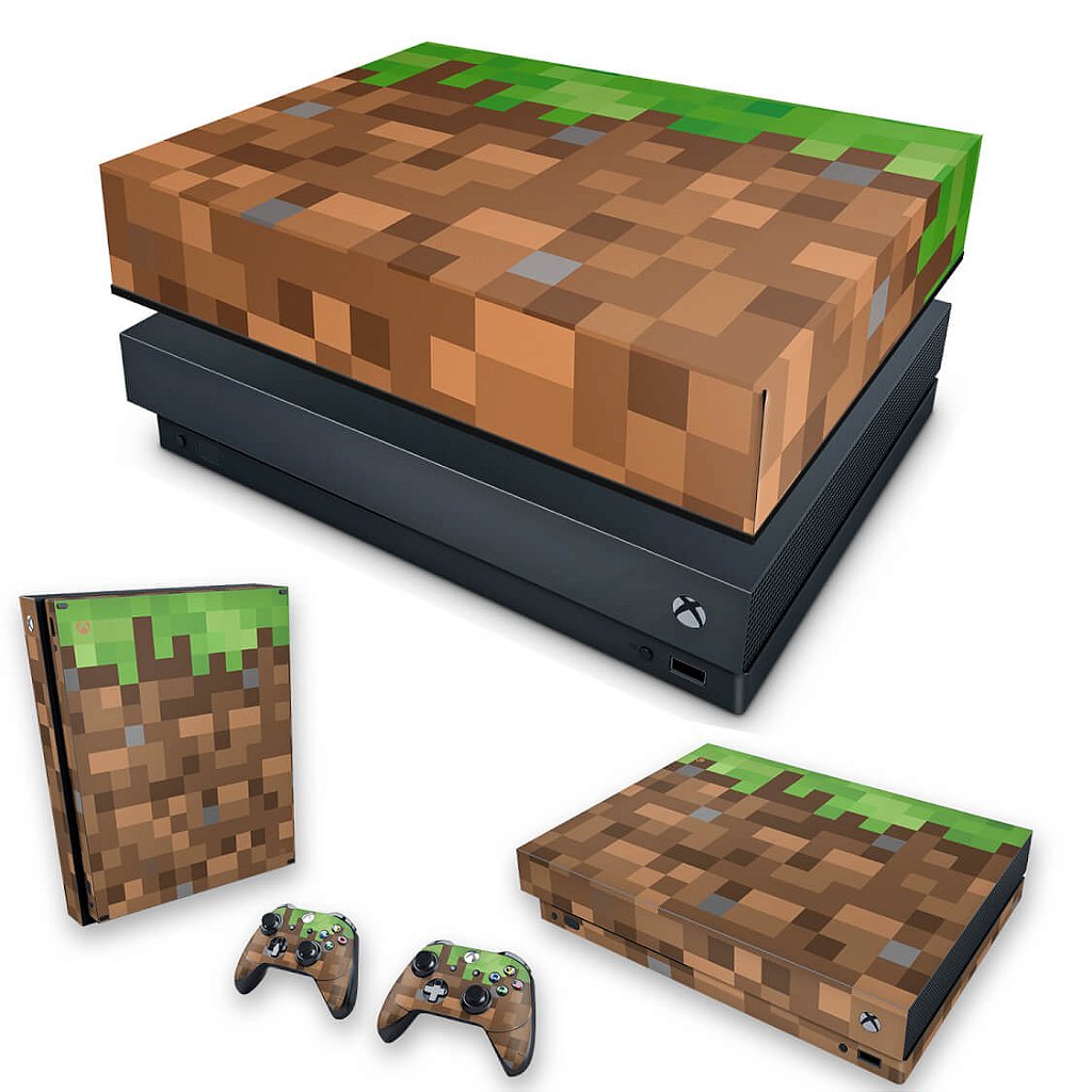KIT Capa Anti Poeira e Skin Anti-Rage Xbox One X - Minecraft