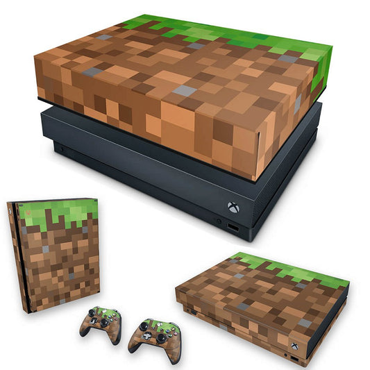 KIT Capa Anti Poeira e Skin Anti-Rage Xbox One X - Minecraft