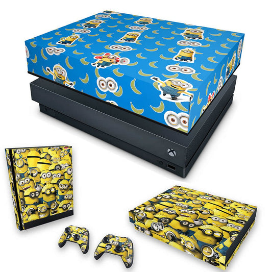 KIT Capa Anti Poeira e Skin Anti-Rage Xbox One X - Minions