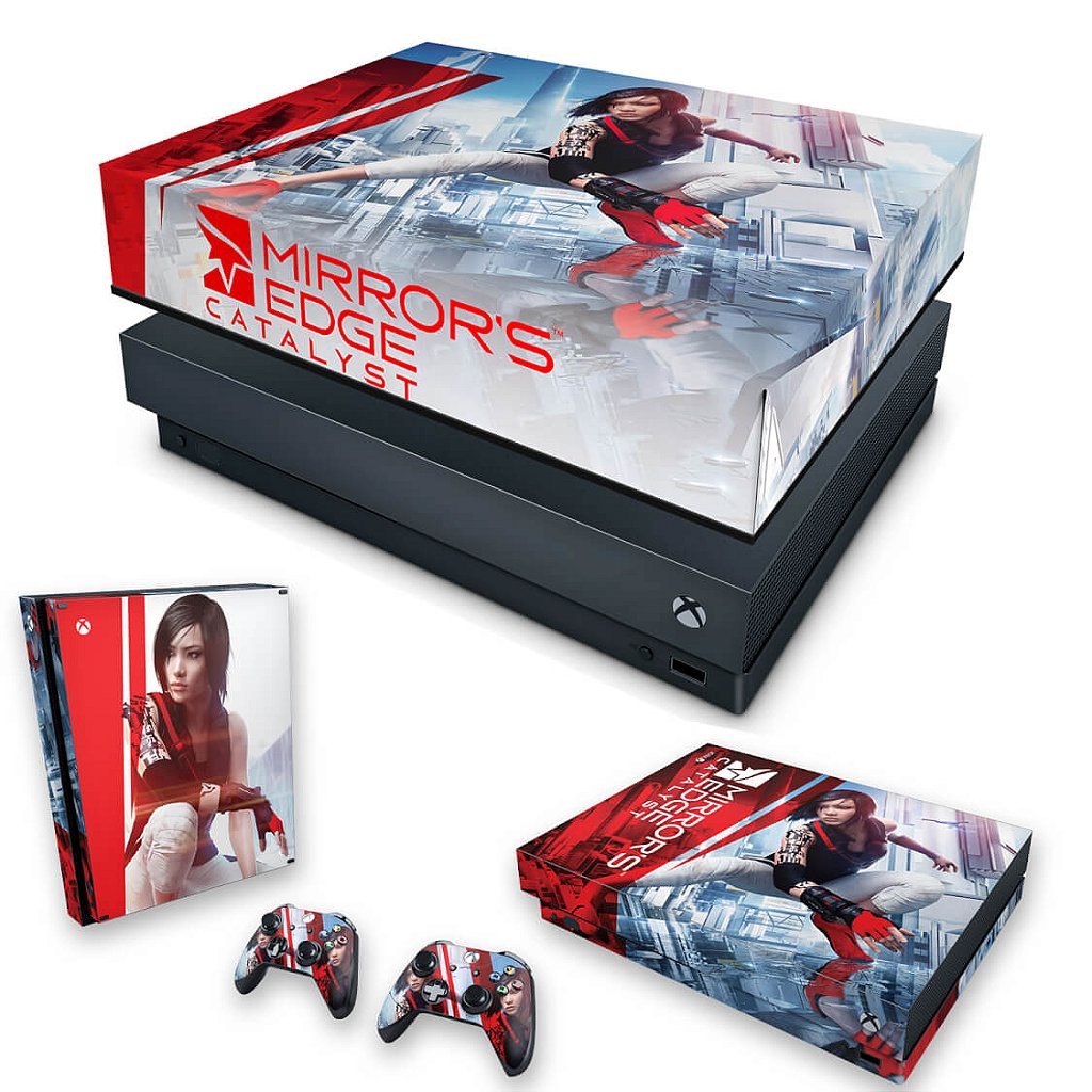 KIT Capa Anti Poeira e Skin Anti-Rage Xbox One X - Mirror's Edge Catalyst