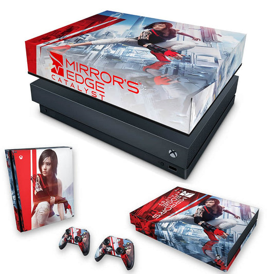 KIT Capa Anti Poeira e Skin Anti-Rage Xbox One X - Mirror's Edge Catalyst