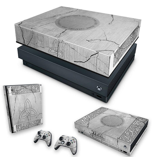 KIT Xbox One X Skin Anti-Rage e Capa Anti Poeira - Mjolnir Thor Amor e Trovão