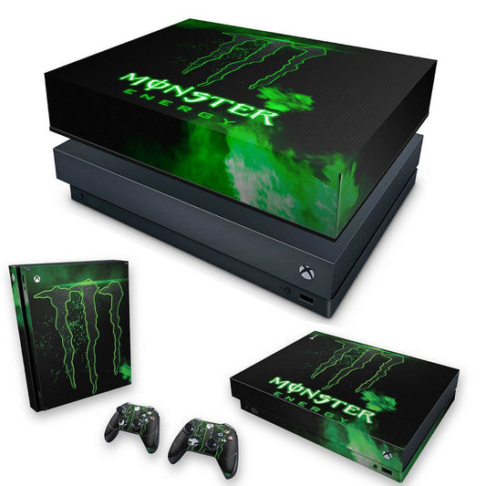 KIT Capa Anti Poeira e Skin Anti-Rage Xbox One X - Monster Energy Drink