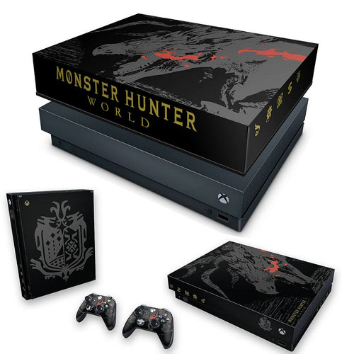 KIT Capa Anti Poeira e Skin Anti-Rage Xbox One X - Monster Hunter Edition