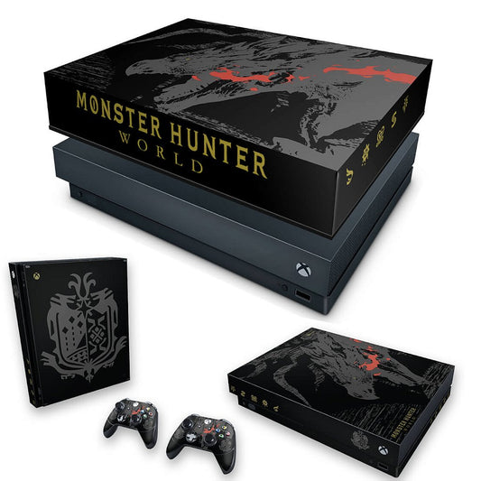 KIT Capa Anti Poeira e Skin Anti-Rage Xbox One X - Monster Hunter Edition