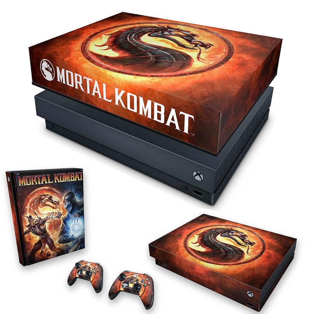 KIT Capa Anti Poeira e Skin Anti-Rage Xbox One X - Mortal Kombat
