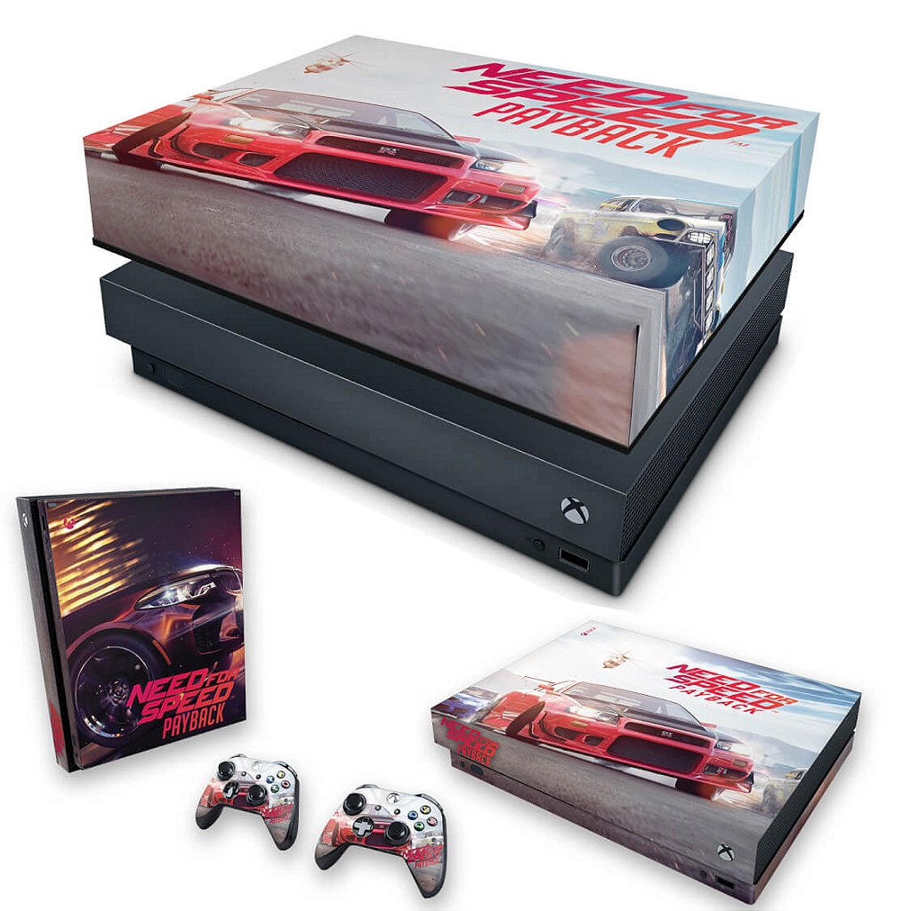 KIT Capa Anti Poeira e Skin Anti-Rage Xbox One X - Need For Speed Payback