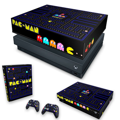 KIT Capa Anti Poeira e Skin Anti-Rage Xbox One X - Pac Man