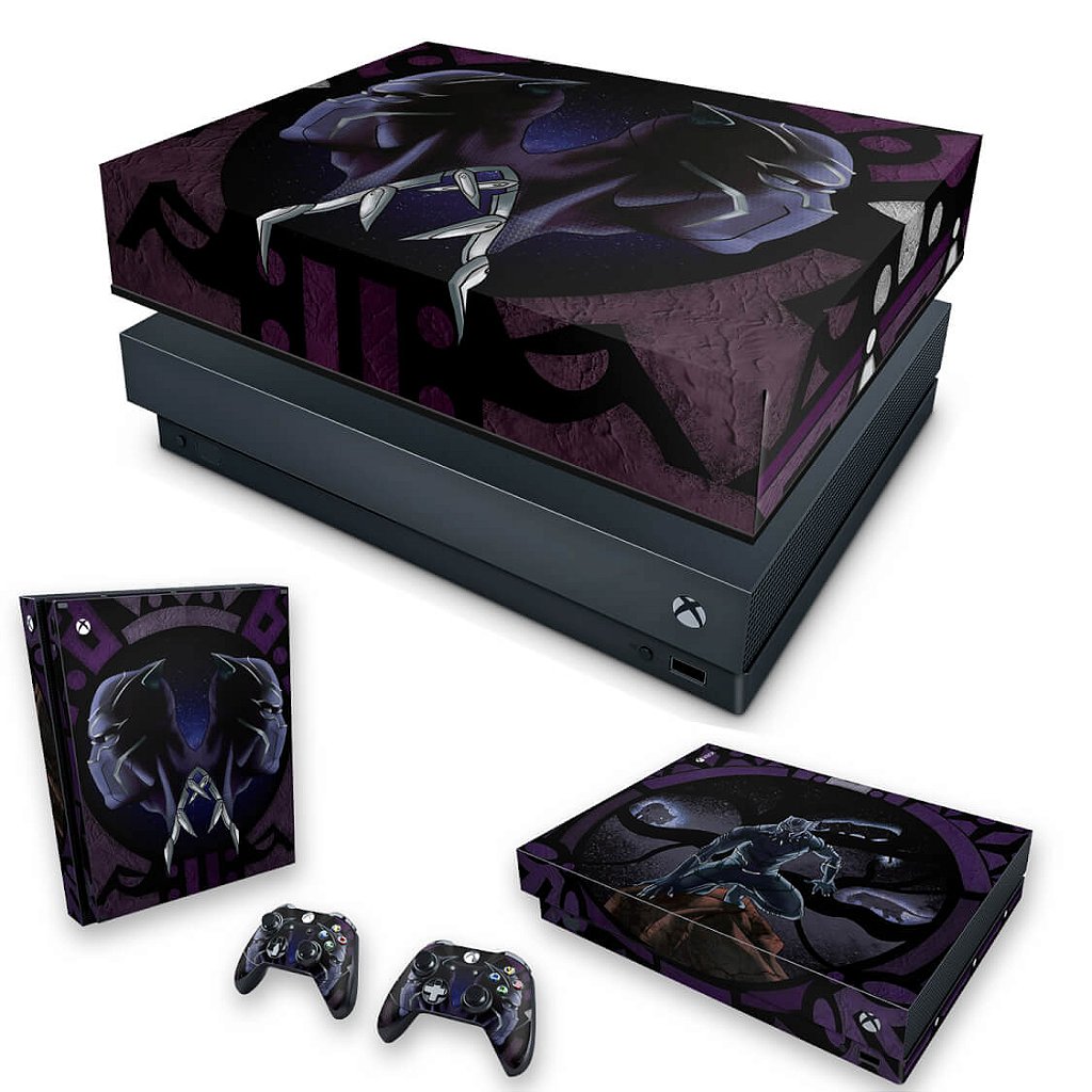 KIT Capa Anti Poeira e Skin Anti-Rage Xbox One X - Pantera Negra