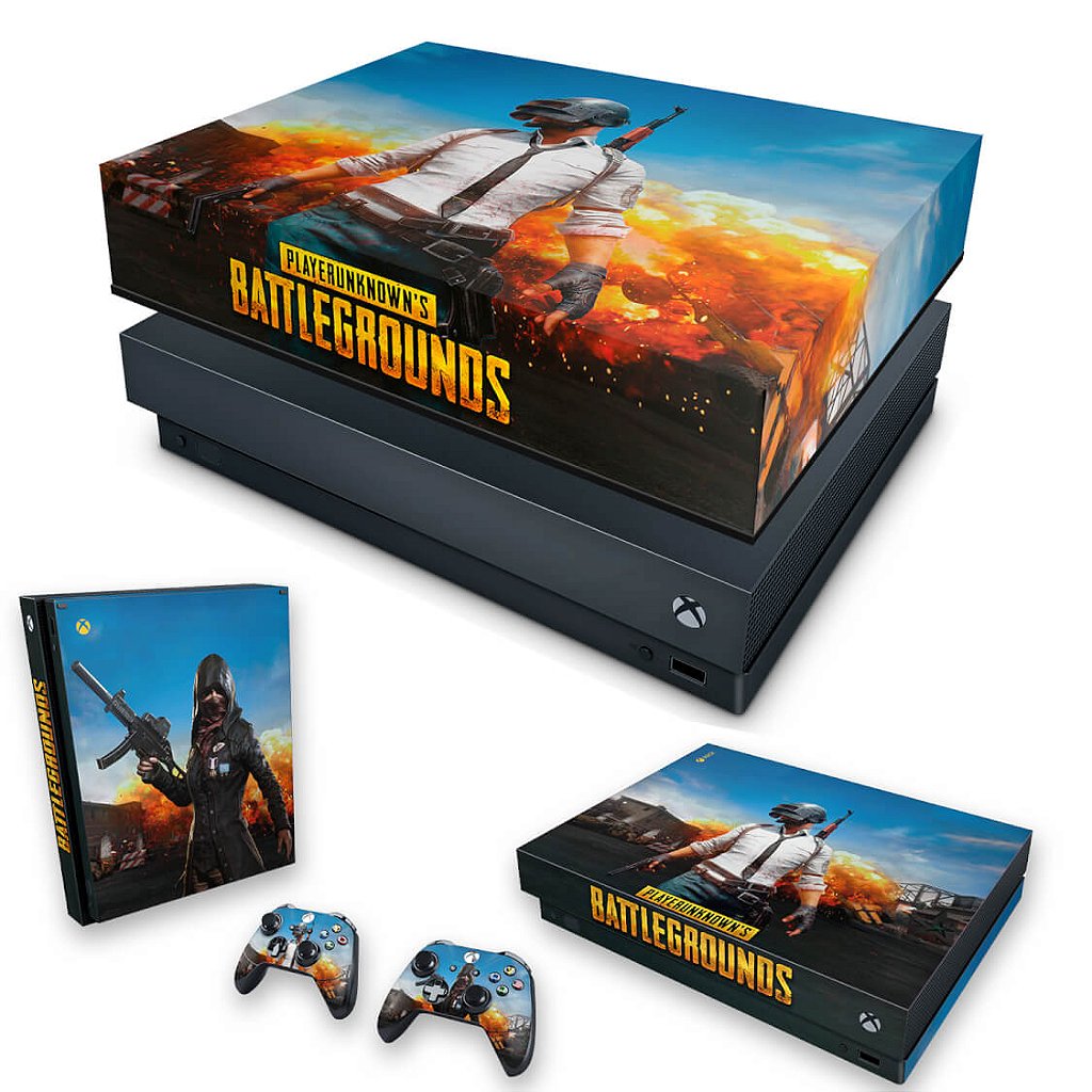 KIT Capa Anti Poeira e Skin Anti-Rage Xbox One X - Players Unknown Battlegrounds PUBG
