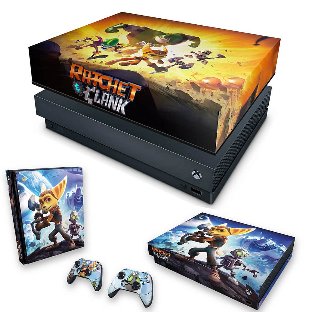 KIT Capa Anti Poeira e Skin Anti-Rage Xbox One X - Ratchet and Clank