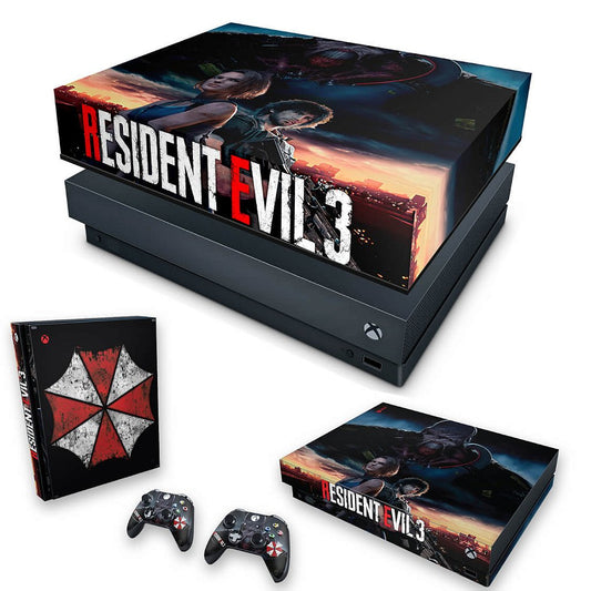 KIT Xbox One X Skin Anti-Rage e Capa Anti Poeira - Resident Evil 3 Remake