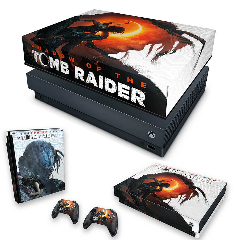 KIT Capa Anti Poeira e Skin Anti-Rage Xbox One X - Shadow Of The Tomb Raider